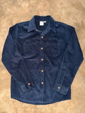 Yo Baby Boys 8 Navy Corduroy Button Down Shirt Jacket Shacket 100% Cotton